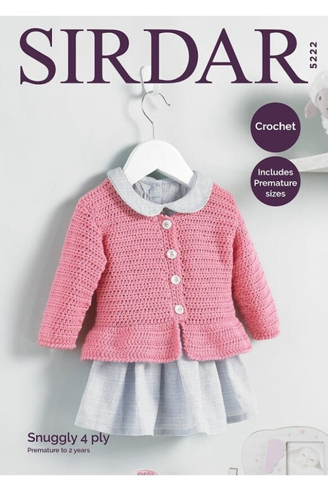 Crochet Pattern Cardigan in Sirdar Snuggly 4 Ply 5222