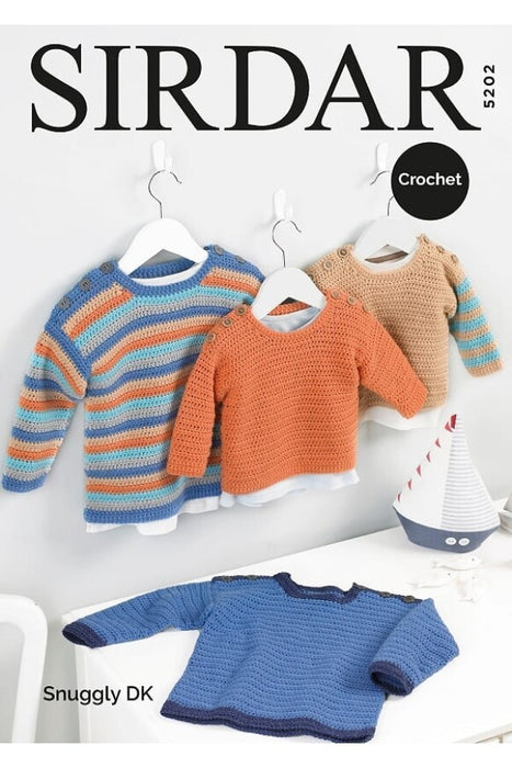 Crochet Pattern Sweaters in Sirdar Snuggly DK 5202