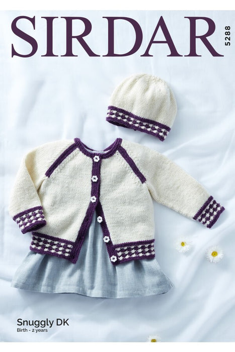 Knitting Pattern Baby Girl’s Cardigan & Hat in Sirdar Snuggly DK 5288