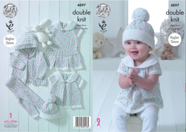 Knitting Pattern Baby Set King Cole Cherish Dash DK - 4896