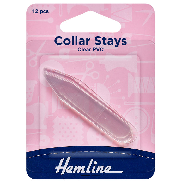 Hemline Collar Stays Clear PVC Pack of 12 H894