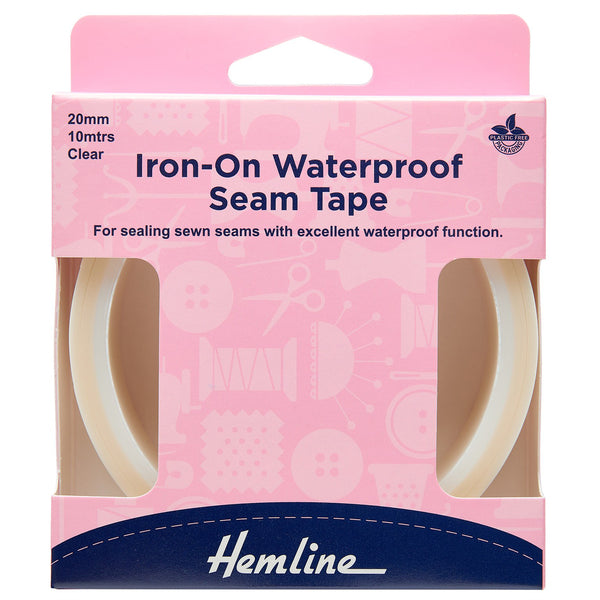 Hemline Seam Tape Iron On Waterproof 10m x 20mm Clear - H791.C