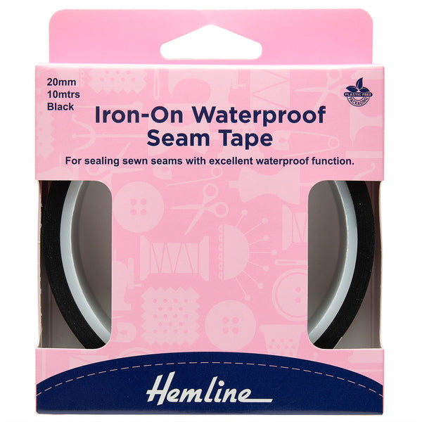 Heamline Seam Tape Iron On Waterproof 10m x 20mm Black - H791.B