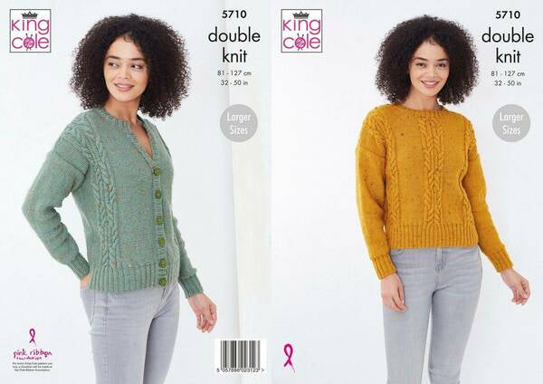 Knitting Pattern Sweater & Cardigan King Cole Big Value Tweed DK - 5710