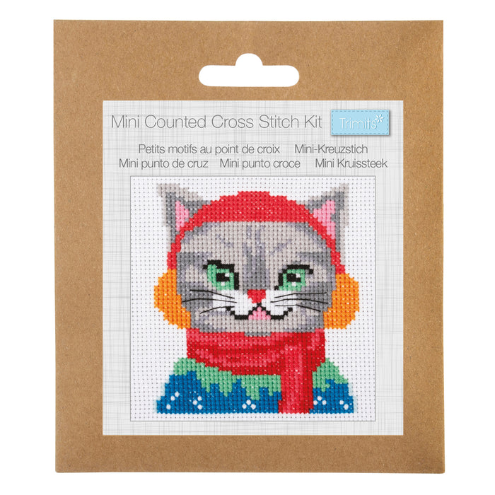 Trimits Mini Cross Stitch Kit Cat Ear Muffs GCS206