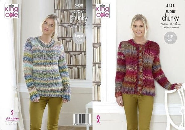 Knitting Pattern Sweater & Cardigan King cole Explorer Super Chunky - 5458