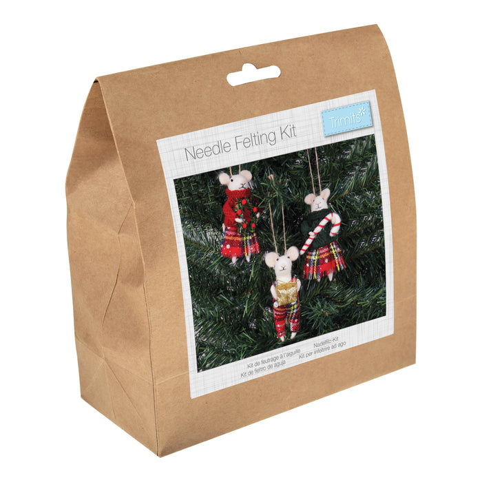 Trimits Needle Felting Kit Tartan Mice TCK067