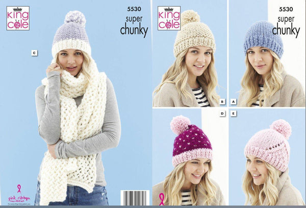 Knitting Pattern Hats & Scarf Knitted in Timeless Super Chunky