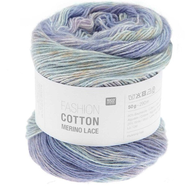Rico Fashion Cotton Merino Lace 4 Ply Yarn 50g - Skies 005