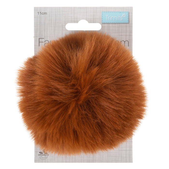 Trimits Faux Fur Pom POM 11cm Cinnamon - TTPOM12/CIN