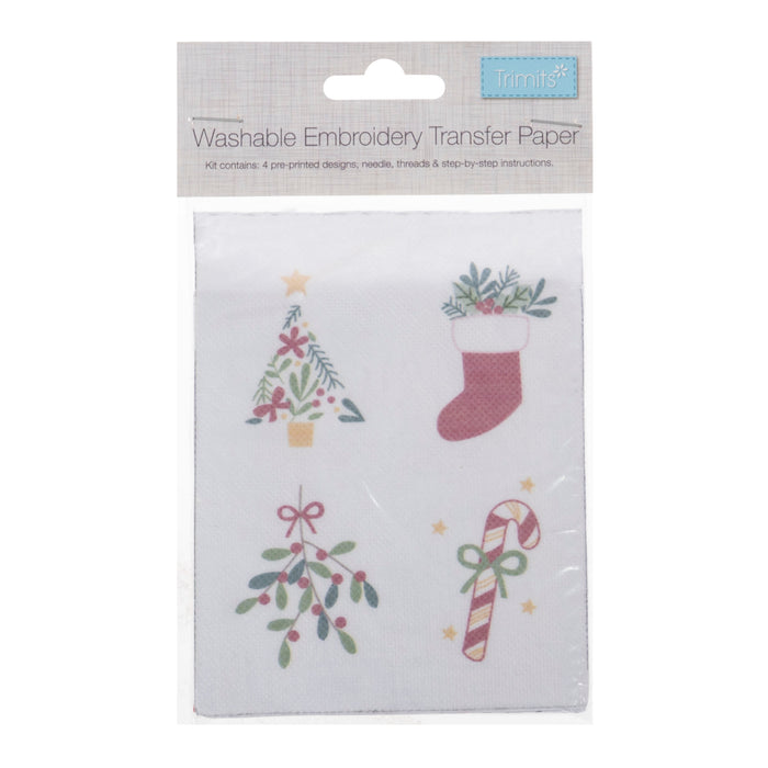 Trimits Washable Embroidery Transfer Paper 4 Christmas Designs TCK 074