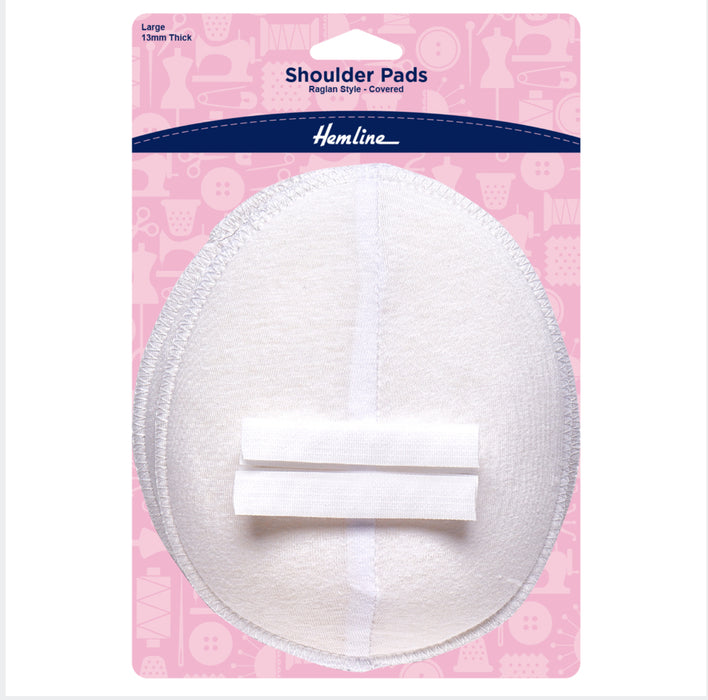 Hemline Raglan Style Shoulder Pads Large White - H917.L
