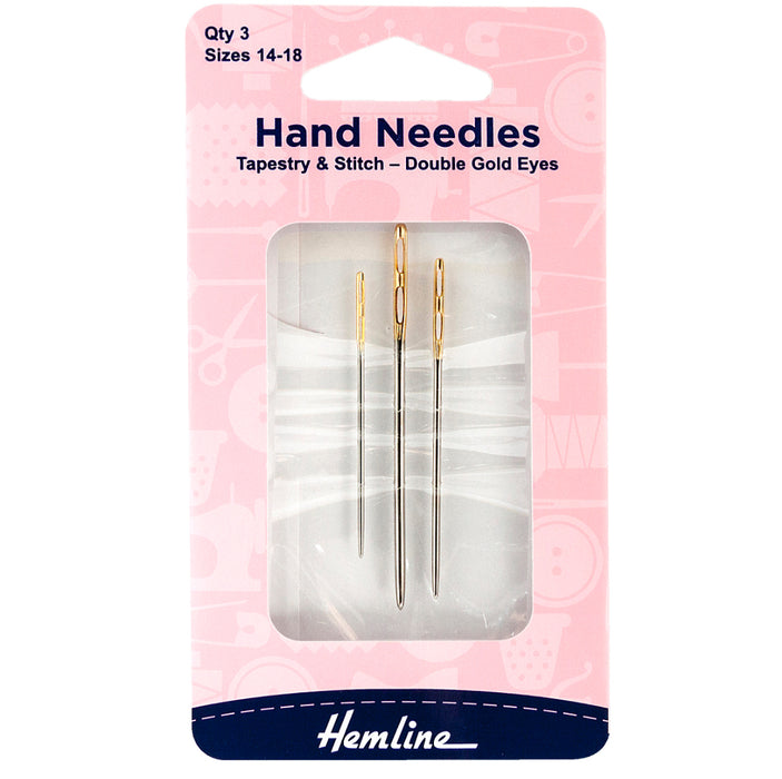 Hemline Tapestry & Stitch Double Stitch Double Gold Eye Hand Needles - H203.1418.DE