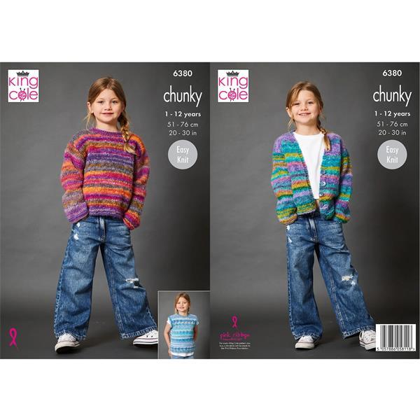 Knitting Pattern Sweater, Cardigan & Tank in King Cole Flair Chunky 6380