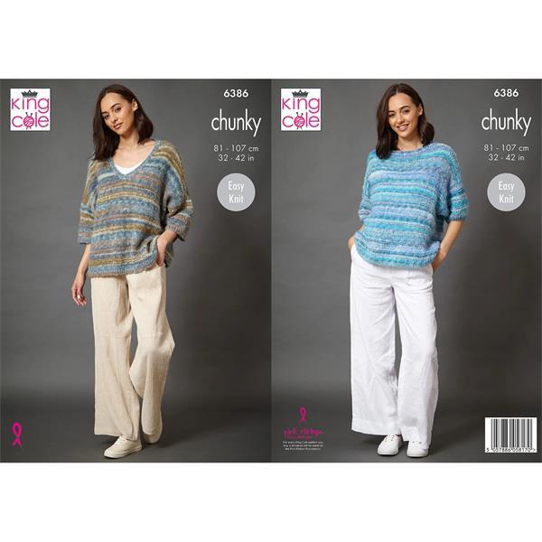 Knitting Pattern Sweaters in King Cole Flair Chunky 6386