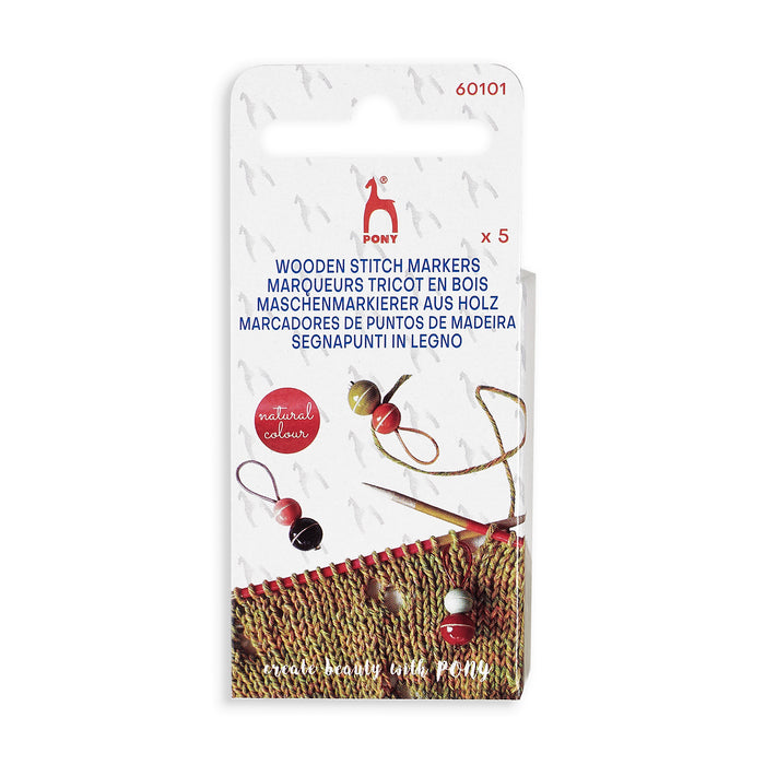 Pony Wooden Bead Stitch Markers Pack of Five P60101