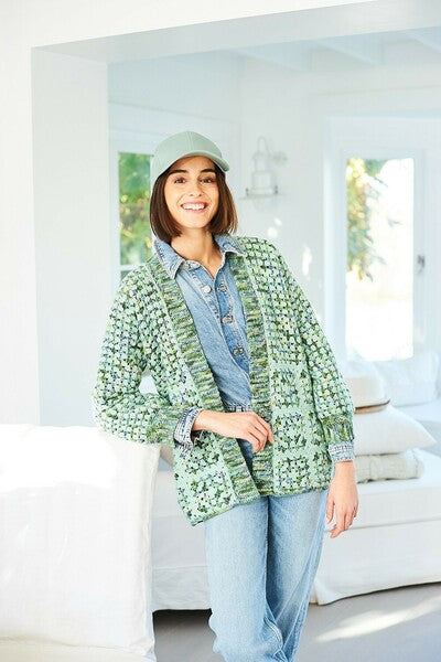 Crochet Pattern Ladies Granny Square Crochet Cardigan Stylecraft Batik Elemets Swirl DK - 10051