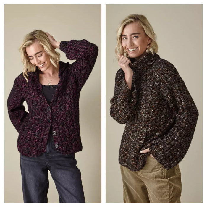 Knitting Pattern Sweater & Cardigan in King Cole Firefly Aran 6447
