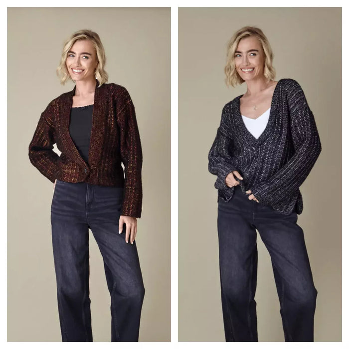 Knitting Pattern Sweater & Cardigan Pattern in King Cole Firefly Aran 6446