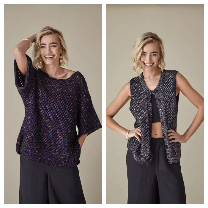 Knitting Patten Waistcoat & Top in King Cole Firefly Aran 6443