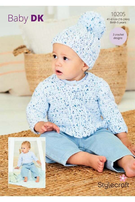 Crochet Pattern Baby Sweater, Hat & Blanket in Stylecraft Bambino Dotty DK 10205