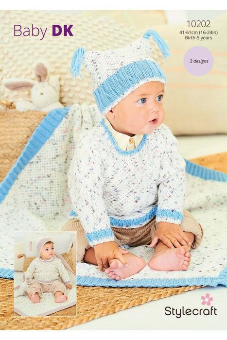 Knitting Pattern Sweater, Hat & Blanket 0-5 Years in Stylecraft Bambino Dotty & Bambino DK 10202