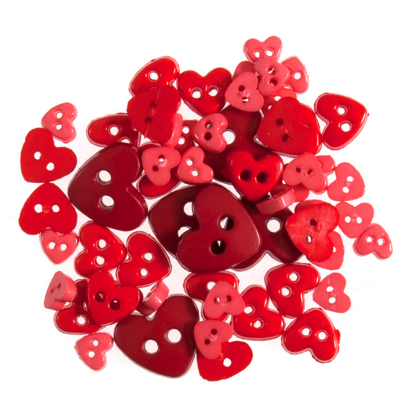 Trimits Buttons Craft Mini Hearts Red - B6166/8