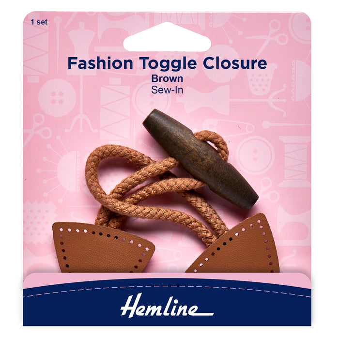Hemline Fashion Toggle Closure Brown H4602.BR