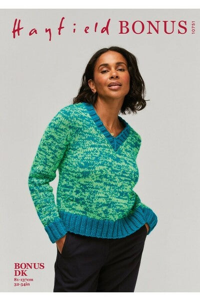 Knitting Pattern Sweater Hayfield Bonus DK - 10751