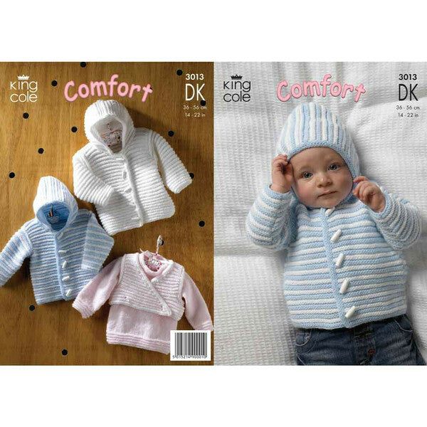 Knitting Pattern Baby jacket Sweater & Body Warmer King Cole Baby DK - 3013