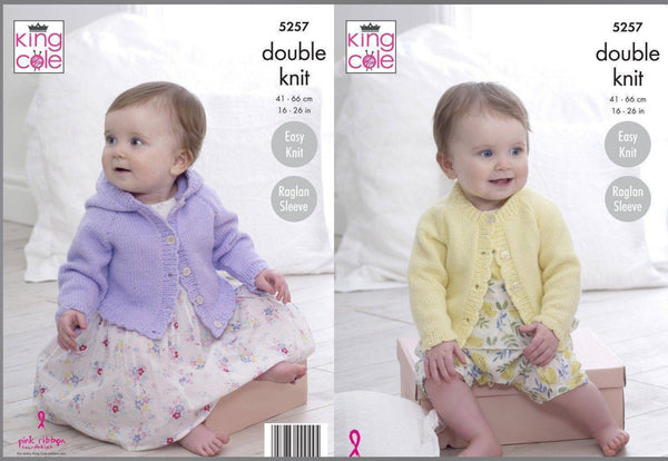 Knitting Pattern Baby Cardigans King Cole Big Value Baby DK - 5257