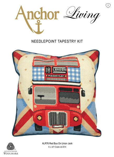 Anchor Tapestry Cushion Living Red Bus On Union Jack - ALR76
