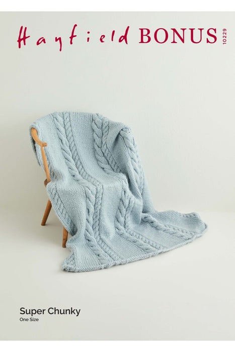 Knitting Pattern Cable Blanket in Hayfield Bonus Super Chunky 10229