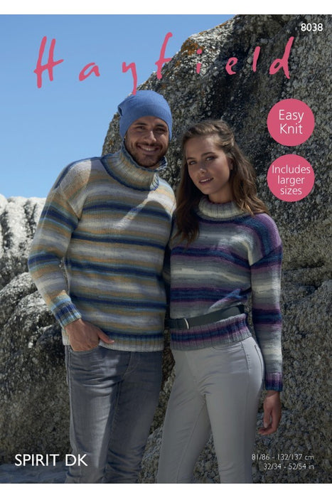 Knitting Pattern Sweaters in Hayfield Spirit DK 8038