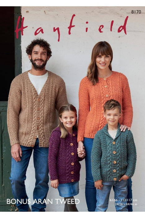 Knitting Pattern Cardigans in Hayfield Bonus Aran Tweed 8170
