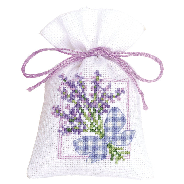 Vervaco Counted Cross Stitch Kit Gift Bag Lavender Bow - PN-0143682