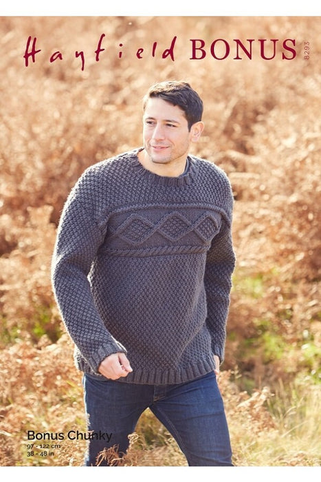 Knitting Pattern Sweater in Hayfield Bonus Chunky 8293