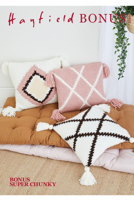 Knitting Pattern Cushion Covers in Hayfield Bonus Super Chunky 10617