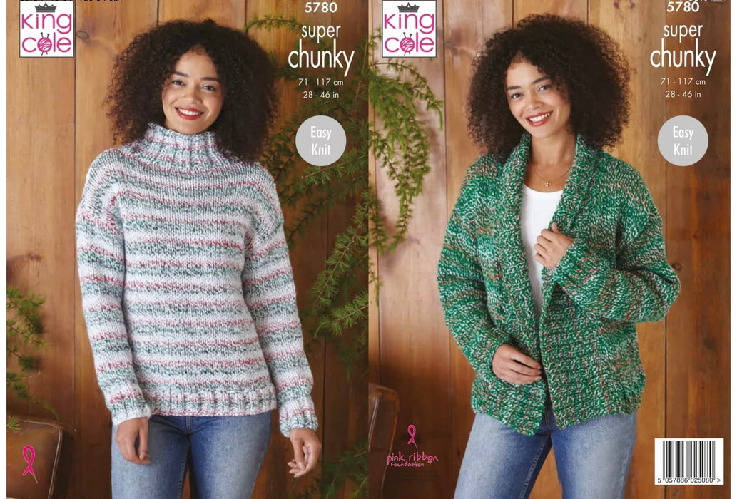 Knitting Patterns Ladies Cardigan & Sweater - King Cole Christmas Super Chunky - 5780