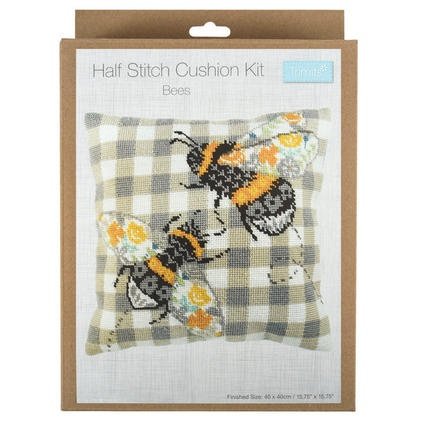 Trimits Half Stitch Tapestry Cushion Kit Bees - GCS81