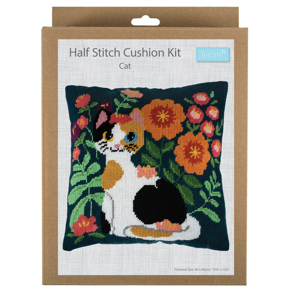 Trimits Half Stitch Tapestry Cushion Kit Cat - GCS111