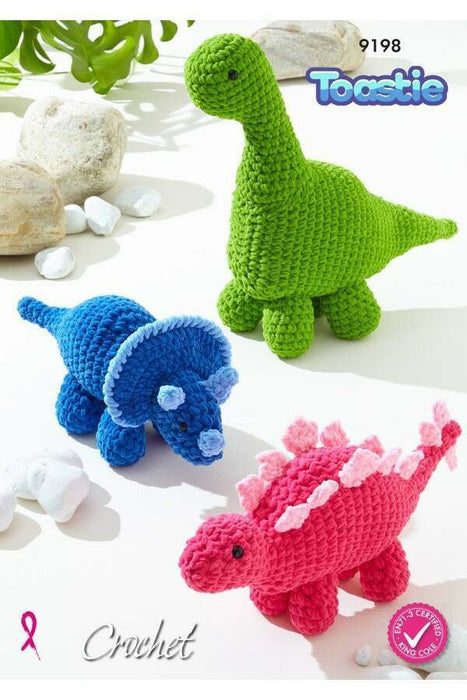 Crochet Pattern Dinosaurs in King Cole Toastie 9198