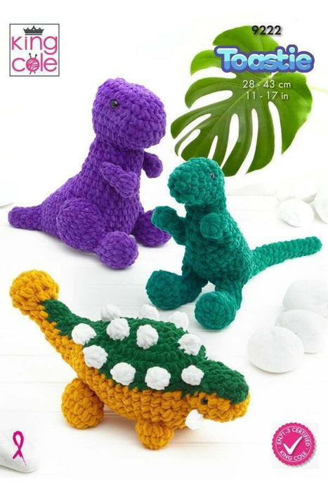 Crochet Pattern Dinosaurs in King Cole Toastie 9222