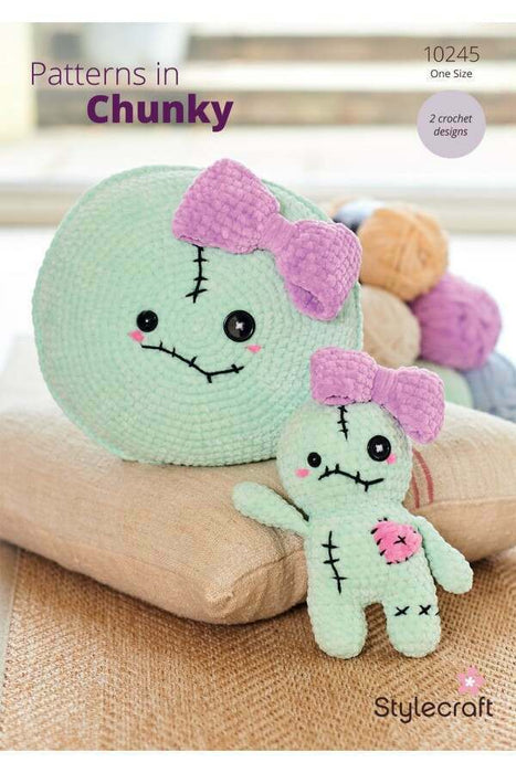 Crochet Pattern Voodoo Doll Plushie & Cushion in Stylecraft Chenille Chunky 10245