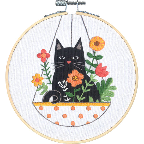 Dimensions Embroidery Kit With Hoop Cat Planter - D72-76916