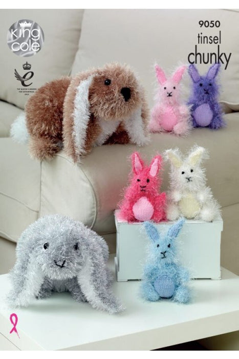 Knitting Pattern Rabbits in King Cole Tinsel Chunky and DK 9050