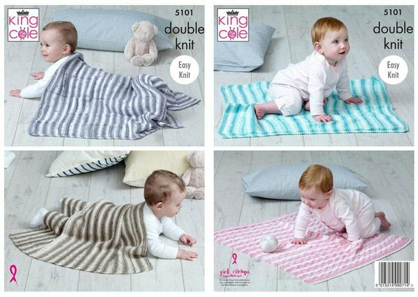 Knitting Pattern Babies Blankets King Cole Cottonsoft Baby Crush DK - 5101