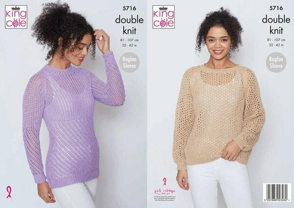 Knitting Pattern Slimfit & Slouchy Sweaters King Cole Cotton Top DK - 5716