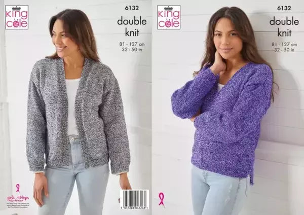 Knitting Pattern Sweater & Cardigan King Cole DK - 6132