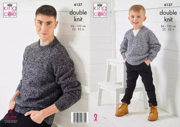 Knitting Pattern Sweaters King Cole DK - 6137